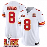 Men & Women & Youth Kansas City Chiefs #8 DeAndre Hopkins White 2025 Super Bowl LIX Patch F.U.S.E. Vapor Limited Stitched Jersey,baseball caps,new era cap wholesale,wholesale hats